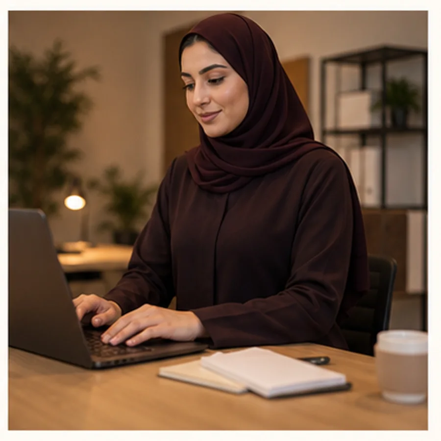 امرأة سعودية تكمل يوم عملها براحة